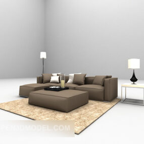 Braunes Mehrsitzer-Sofa 3D-Modell