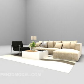 Nowoczesna, jasna sofa w pełnych zestawach Model 3D