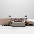 Современный кожаный диван с ковром