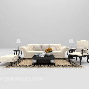 Ensembles complets de canapé blanc européen modèle 3D