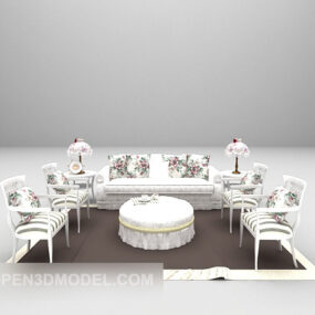 Sofa Putih Model 3d Gaya Eropa Mewah