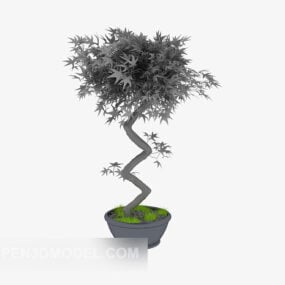 Gebogenes Bonsai-Pflanzen-3D-Modell