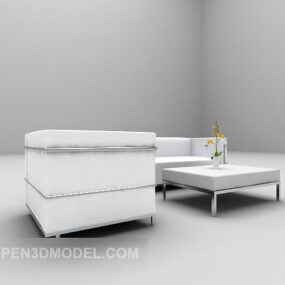 White Multi-seaters Sofa Modern Furniture 3d model