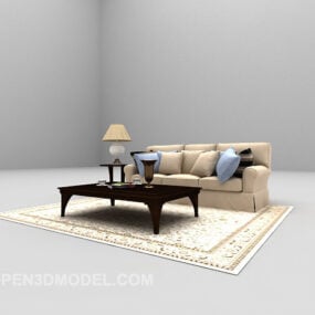 Light Three-person Sofa Furniture 3d model