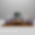 Alfombra vintage de sofá de madera violeta