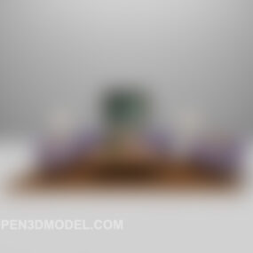 Purple Wood Sofa Vintage Carpet 3d model