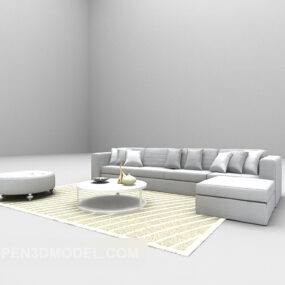 सफेद कॉम्बो सोफा फर्नीचर सेट 3डी मॉडल