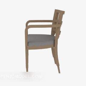 Wood Home Chair Brown Pad 3d model