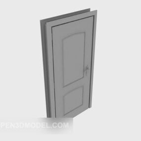 Model 3D z brązową drewnianą ramą pojedynczych drzwi