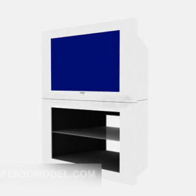 Tv White Case With Stand 3d model