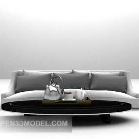 Three-person Sofa With Table 3d model