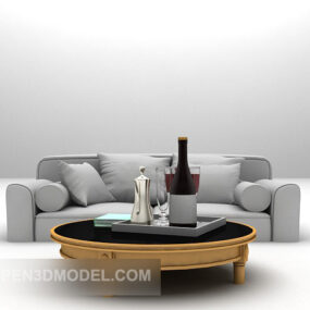 European Multi-seaters Sofa With Round Table 3d model