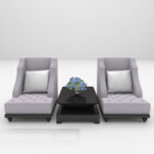 Purple Sofa Chair With Black Table