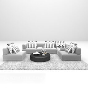 Sofamusterlinie mit rundem Tisch 3D-Modell