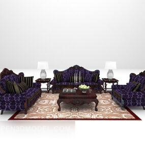 Purple Luxury Sofa With Carpet 3d model