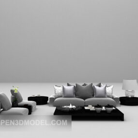 Meja Sofa Modern Dengan Bantal model 3d