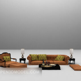Kursi Sofa Coklat Dengan Bantal Model 1d V3