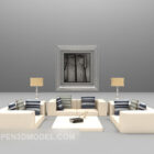 European Light-beige Leather Sofa Table