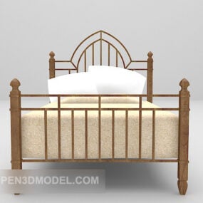 Wooden Double Bed Furniture 3d model