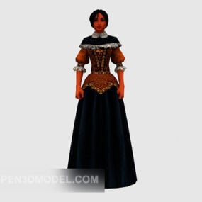 European Ancient Fashion Girl 3D-malli