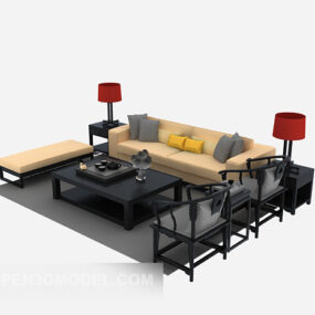 Chinese Sofa Wooden Material 3d model