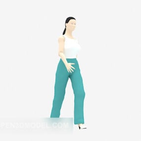 Lowpoly Walking Lady Character 3d-modell
