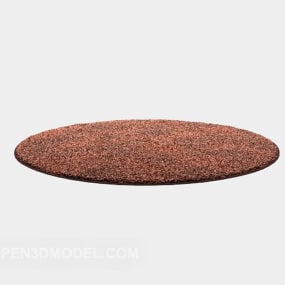 Round Carpet Red Fur 3d model