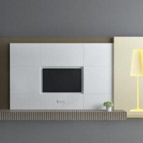 Modern Style Tv Wall With Lamp 3d model