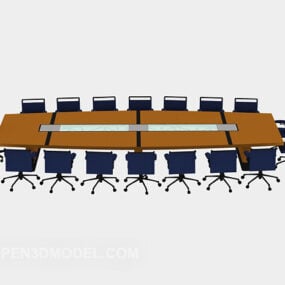 Mesa de conferencias larga silla modelo 3d