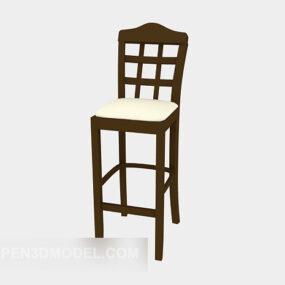 Bar High Chair Wooden 3d model
