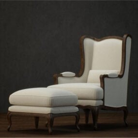 Europejskie krzesło rozkładane z osmańskim modelem 3D