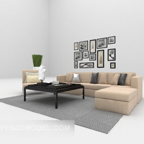 Multiplayer Modern Sofa Grey Fabric 3d model