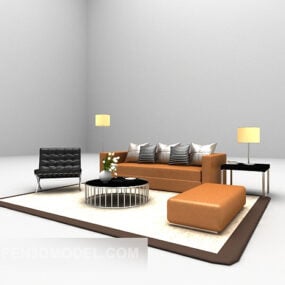 Läder Kombinationsmöbler Set Soffa 3d-modell