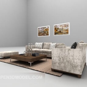 Grey Combination Furniture Set Sofa 3d model
