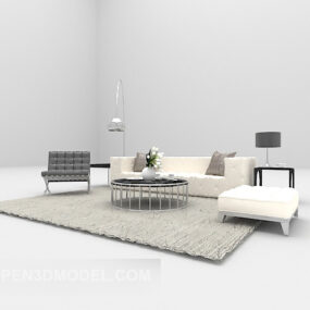 White Grey Combination Furniture Set Sofa 3d model