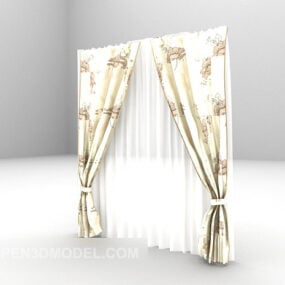 White Curtain Two Layers 3d model