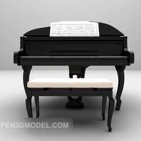 Piano mustaksi maalattu 3d-malli