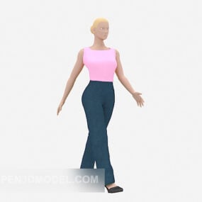 نموذج شخصية القميص الوردي للناس ثلاثي الأبعاد