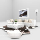 Modern vit soffa med golvlampa