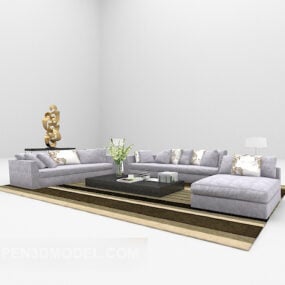 3д модель комбинированного дивана светло-фиолетового цвета