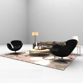 Multiplayer Sofa With Relax Armchair 3d model