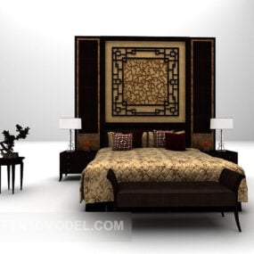 רהיטים אירופיים קלאסיים מיטה זוגית דגם תלת מימד