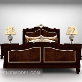 Europejskie luksusowe łóżko podwójne V2 Model 3D