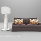 Moderne dobbel sofa med gulvlampe