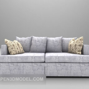 Canapé multijoueur en tissu gris modèle 3D