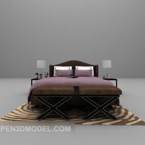 3д модель Фиолетовой Кровать