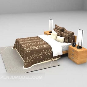 מיטה זוגית מודרנית אפור שטיח אפור דגם תלת מימד