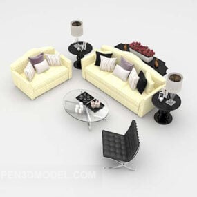 Light Beige Leather Camel Sofa 3d model