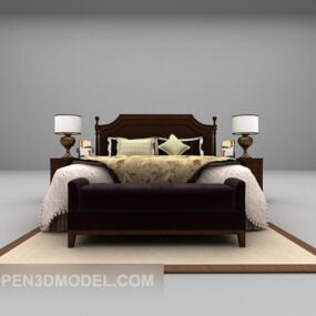 European Style Double Bed Retro Carpet 3d model