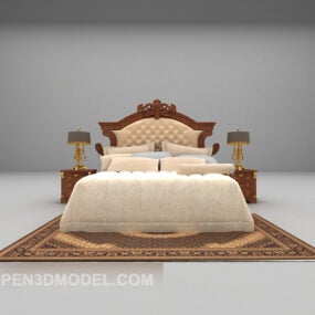 Hotel European Wooden Bed 3d model